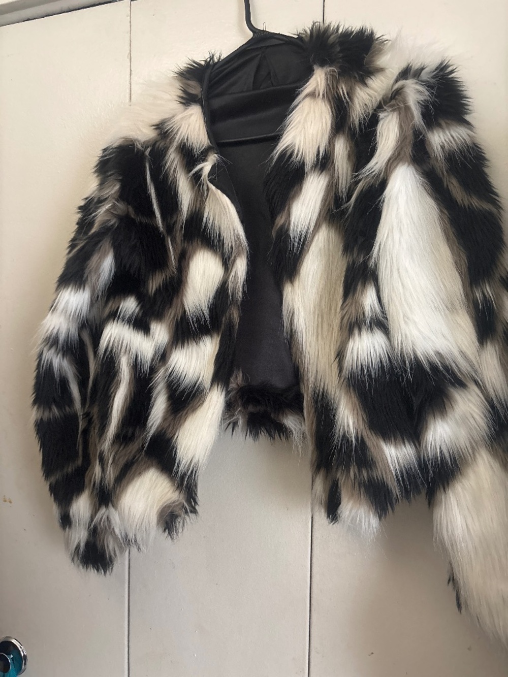 Fox Fur Black White Patchwork Jacket